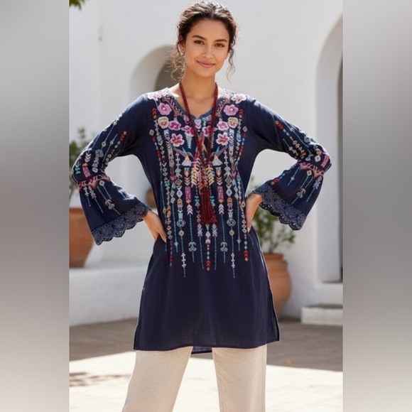 Johnny Was Dresses & Skirts - Johnny Was Embroidered Lulu Hummingbirds Tunic/ Mini Dress size XLP scoop neck
